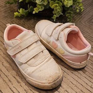 Kids Pink and White Velcro Sneaker Size 11